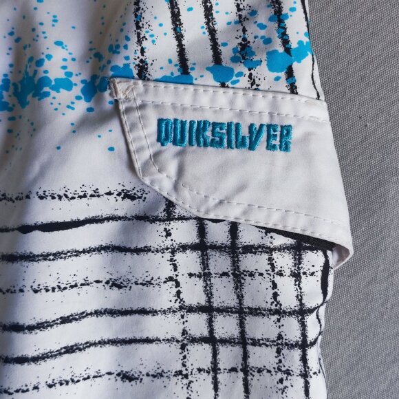 Quiksilver board short men's size 29 white blue black graphic design - Picture 8 of 13
